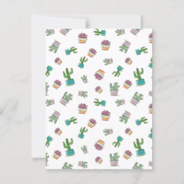 Cartão Postal Padrão de Suculente de Aquarela e de Planta de Cac