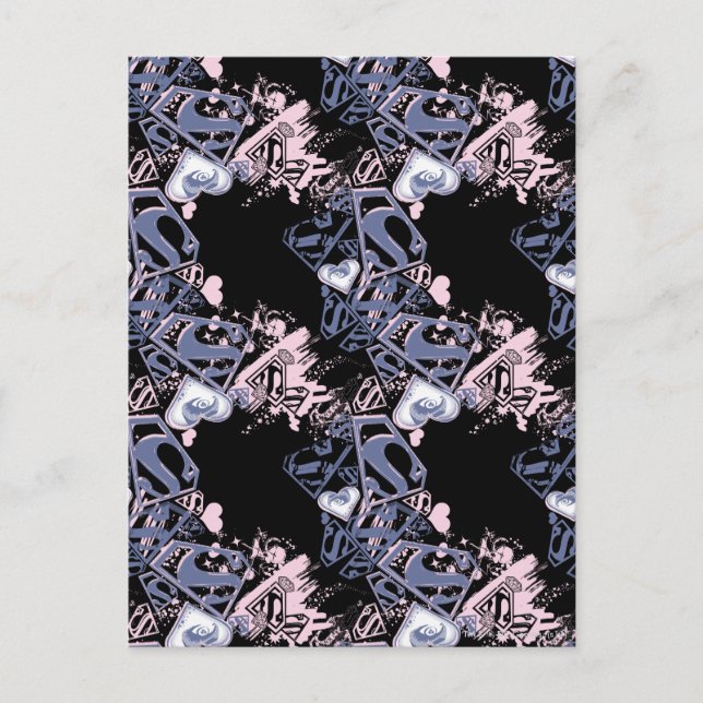 Cartão Postal Padrão de Supergirl Pink e Púrpura (Frente)