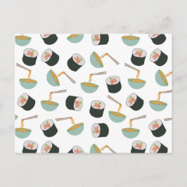 Cartão Postal Padrão de Sushi e Noodles