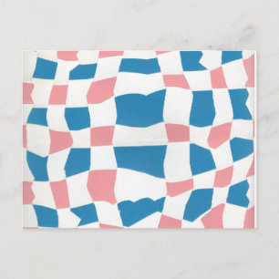Cartão Postal Padrão de tecelagem rosa e azul