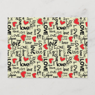 Cartão Postal Padrão de tipografia de amor Grunge Y2K
