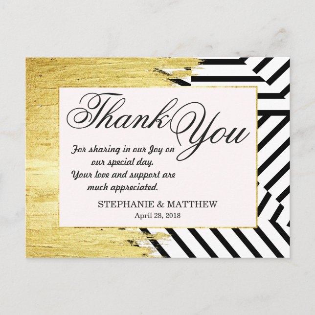 Cartão Postal Padrão de Traços de Tinta Dourados e Espalhos de T (Frente)