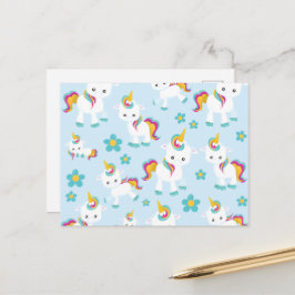 Cartão Postal Padrão De Unicórnios, Unicórnios Fofos, Flores