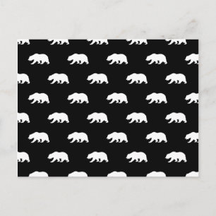 Cartão Postal Padrão de Urso Cinzento Preto e Branco