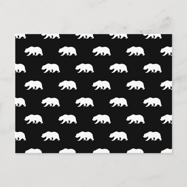 Cartão Postal Padrão de Urso Cinzento Preto e Branco (Frente)