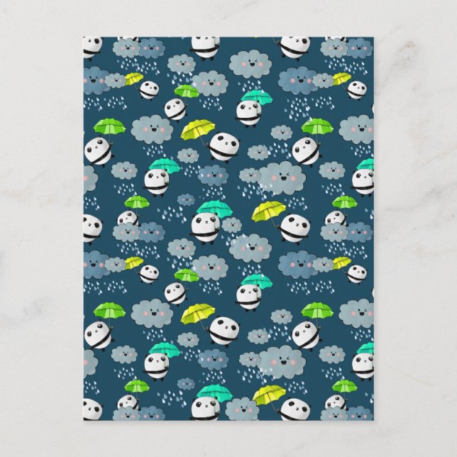 Cartão Postal Padrão de Ursos de Panda Cuta (Frente)