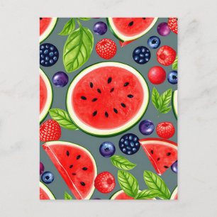 Cartão Postal Padrão de Verão Melancia Berry