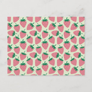 Cartão Postal Padrão de Verão Morango Rosa