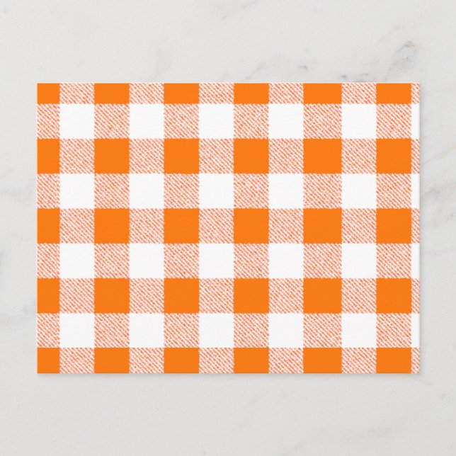 Cartão Postal Padrão de Verificação de Gingham Laranja (Frente)