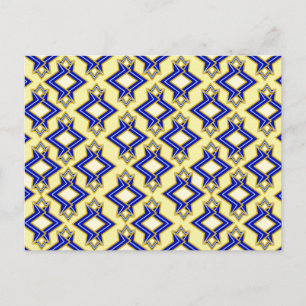Cartão Postal Padrão de wallpaper Art Deco, bege e azul