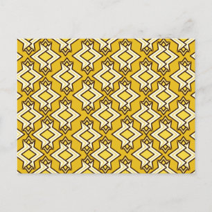 Cartão Postal Padrão de Wallpaper Art Deco, Mostarda Dourada