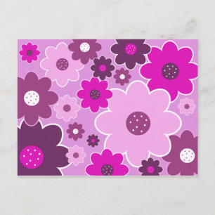 Cartão Postal Padrão de wallpaper floral do Chique rosa bonito