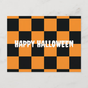 Cartão Postal Padrão de Xadrez de Halloween