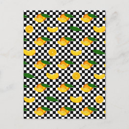 CARTÃO POSTAL PADRÃO DE XADREZ TANGERINA