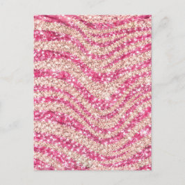 Cartão Postal Padrão de Zebra com Brilho Rosa Menina