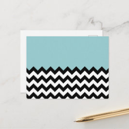Cartão Postal Padrão de ziguezague preto e branco, Chevron, Azul