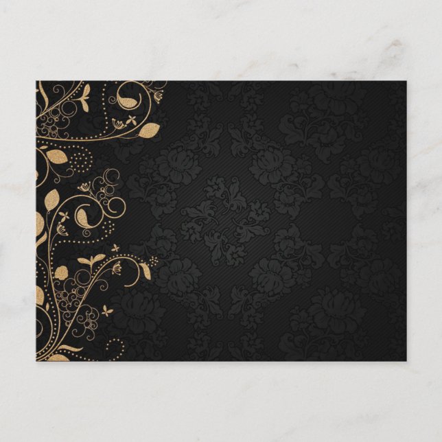 Cartão Postal Padrão Decorativo Preto e Dourado (Frente)