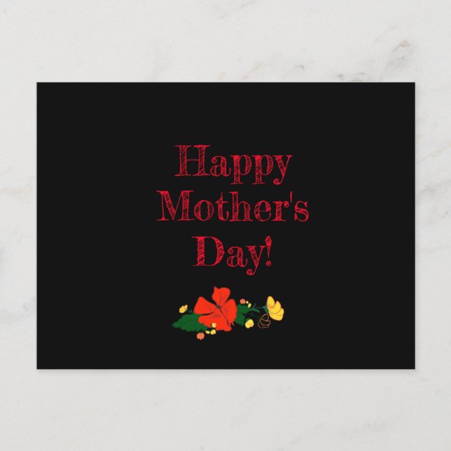 Cartão Postal Padrão do dia de as mães flores vermelhas aquarela (Frente)