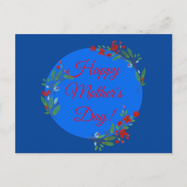 Cartão Postal Padrão do dia de as mães flores vermelhas aquarela (Frente)