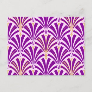 Cartão Postal Padrão do ventilador Art Deco - roxo e orquídea