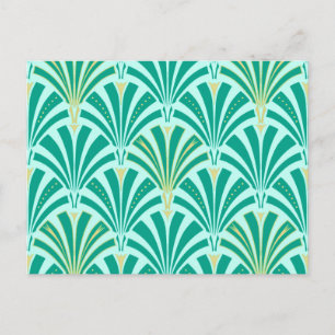 Cartão Postal Padrão do ventilador Art Deco - turquesa no aqua