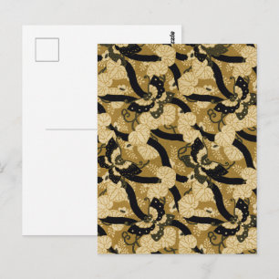 Cartão Postal Padrão do ventilador com borboleta Arte Ornamental