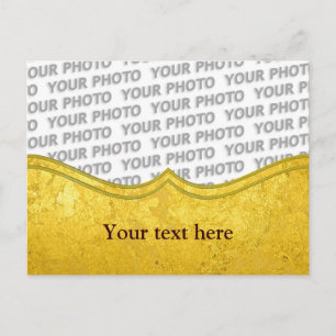Cartão Postal Padrão DOURADO PURO / folha dourada + sua foto e s