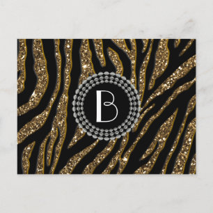 Cartão Postal Padrão e Monograma de Zebra com Lítima de Impressã