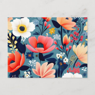 Cartão Postal Padrão Elegante de Flor Silvestre com Flores Vibra