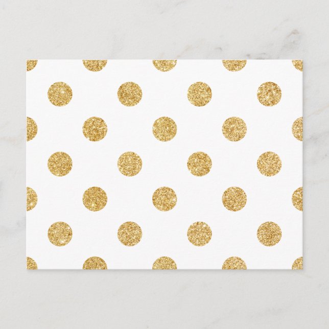 Cartão Postal Padrão Elegante Dourado de Bolinhas de Glitter (Frente)