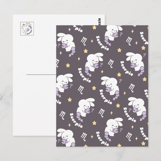 Cartão Postal Padrão Escorpião Cósmico de Loppitokki: Arte de Co (Frente/Verso)