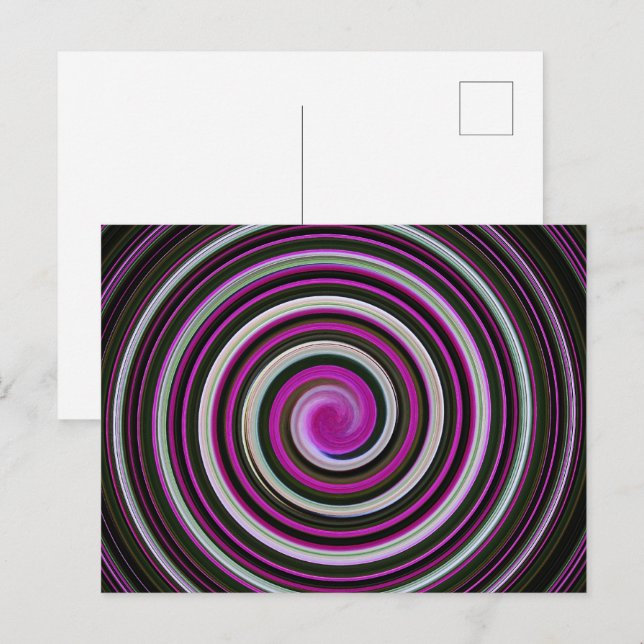 Cartão Postal Padrão espiral roxo (Frente/Verso)
