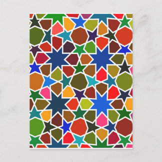 Cartão Postal Padrão estelar multicolorido - Pintura da seda ins