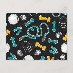 Cartão Postal Padrão Fitness Love Aqua e Amarelo