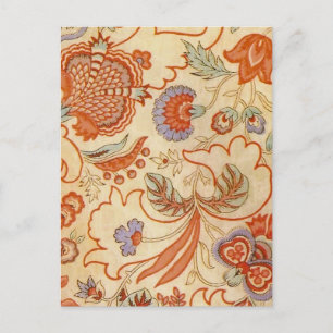 Cartão Postal Padrão Floral Antigo de Paisley Chintz