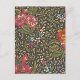Cartão Postal Padrão Floral Antigo Toile de Jouy Francês