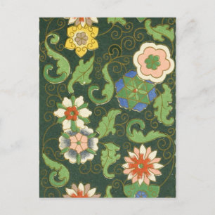 Cartão Postal Padrão Floral Antiquado Chinês