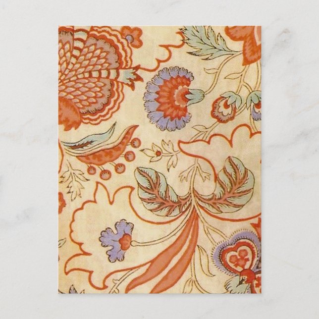 Cartão Postal Padrão Floral Antiquado Chintz Paisley (Frente)