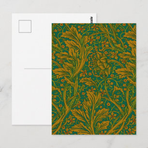 Cartão Postal Padrão Floral Arcadia de William Morris Verde Dour