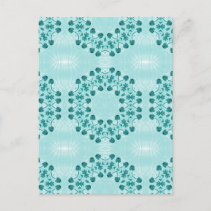 Cartão Postal Padrão Floral, Azul Teal