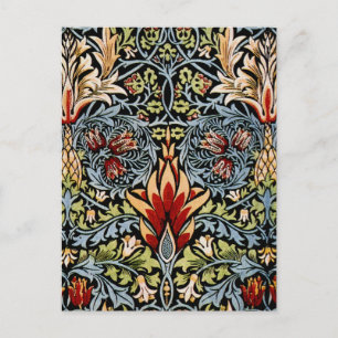 Cartão Postal Padrão Floral Cobra Cabeça de Serpente de William