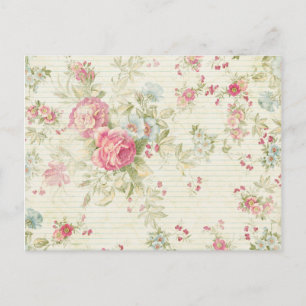 Cartão Postal Padrão floral cor-de-rosa chique