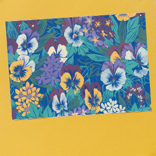 Cartão Postal Padrão Floral de Amor-Perfeito Vintage Jardim da
