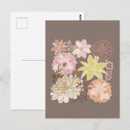 Cartão Postal Padrão Floral de Asfalto Boho Rústico