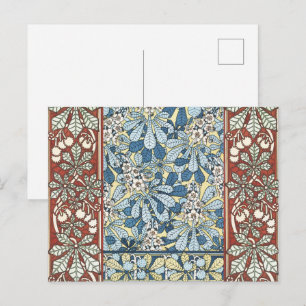 Cartão Postal Padrão Floral de Castanheira Art Nouveau Antigo