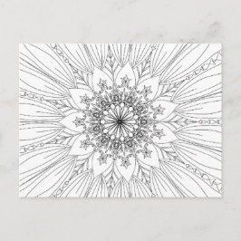 Cartão Postal Padrão floral de coloração de flores de Mandala