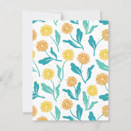 Cartão Postal Padrão Floral de Dandelion Amarelo - Inspirado na