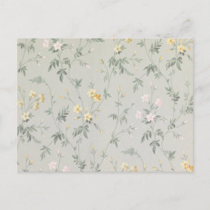 Cartão Postal Padrão Floral de Flores Silvestres em Verde Salvia