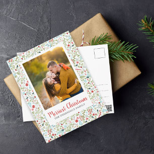 Cartão Postal Padrão Floral de Natal Foto de Férias