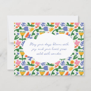 Cartão Postal Padrão Floral de Primavera Divertido